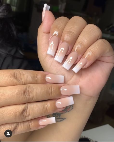 Squared Ombre Nails, Square Medium Length Acrylic Nails, Nail Inspo Medium Length Square, Ombre Nails Medium Length, Simple Nails Ombre, Ombré Square Nails, Squared Acrylics, Square Ombre Acrylic Nails, Ombre Square Nails