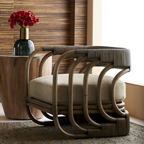 Organic Chair, Arteriors Home, Foyer Design, Modern Lounge Chairs, Rattan Chair, Leather Cushion, Modern Lounge, Decoration Inspiration, Unique Furniture