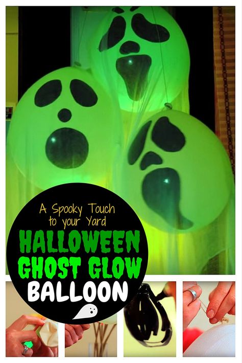 Ghost Balloons Diy, Balloon Ghosts Diy, Glow Balloons, Glow Stick Balloons, Ghost Balloons, Floating Ghosts, Light Up Balloons, Glow Halloween, Balloon Glow