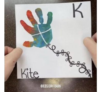 Letter K Handprint Craft, Kite Crafts, K Is For Kite, K Craft, Letter K Crafts, Babysitting Crafts, Abc Crafts, The Letter K, K Crafts