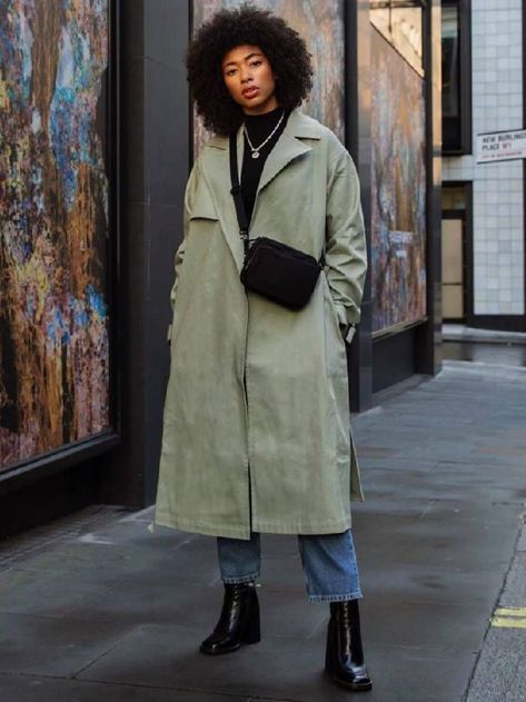 Mark My Words: This Colour Will be the Surprise Hit of 2020 Blue Faux Fur Coat, Black Flat Boots, Perfect Winter Outfit, Khaki Trench, Khaki Trench Coat, Orange Coat, Friday Outfit, Latest Fashion Trends For Women, Brown Scarves