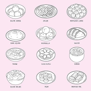 hinduism,sweets vector,indian sweet,indian food,hindu,festival,line,simple,indian vector,line vector Food Drawing Easy, Indian Food Items, Scrapbook Recipe Book, Scrapbook Recipe, Indian Drawing, Diwali Drawing, Cake Pattern, Pattern Illustrations, 1 Worksheet