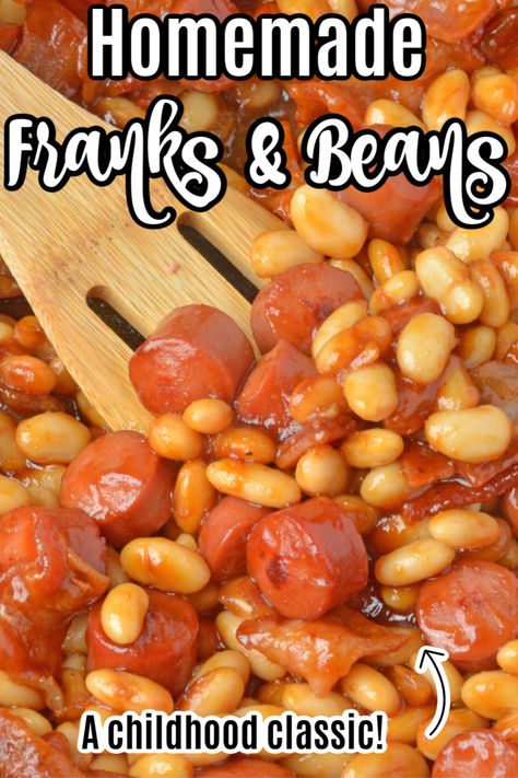 Franks And Beans, Beans And Weenies, Hot Dogs And Beans, Franks Recipes, Homemade Baked Beans Recipe, Beanie Weenies, Winter Dinners, Beans In Crockpot, Pinto Bean Recipes