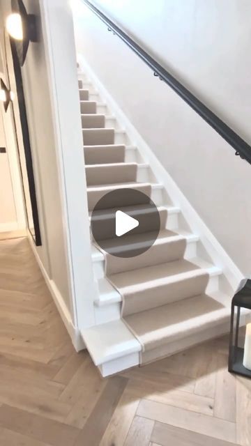 Frenchic Paint ❤️ on Instagram: "Put a finger down if you're planning a staircase makeover! ☝️ If your finger isn't down, trust us, it will be after you watch this stylish staircase makeover... 😍 Black and white staircases are a great way to instantly modernise your home's interior, complementing almost any colour palette and adding a timeless feel. 🖤 Frenchic Fans Steph and James (over at @makingmemoriesatmayfield) prove that this classic duo can still pack a punch and create a show stopping entrance after transforming their staircase into a fresh focal point using our brightest, most dazzling white shade 'Dazzle Me!' from the self priming and self sealing Al Fresco Inside/ Outside Range. Did we also mention the banister is painted in our true black shade 'Blackjack' (previously known a Staircase Makeover Black, Black Banister, Painted Banister, White Staircase, Painted Staircases, Frenchic Paint, Staircase Makeover, Black Shade, Inside Outside