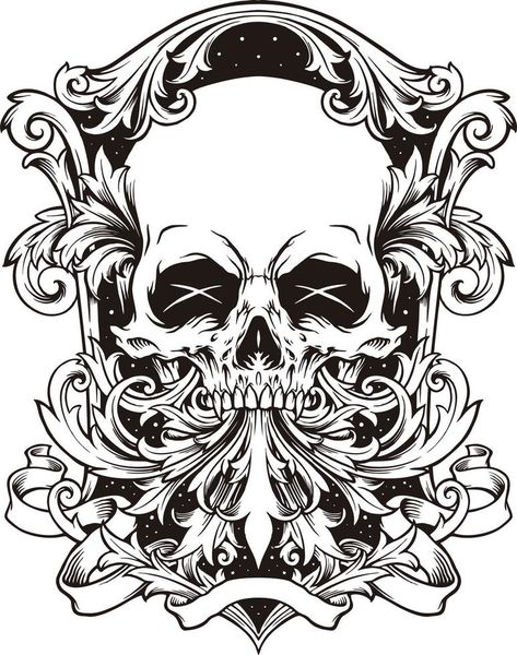 Angry Skull Frame Ornaments Silhouette Frame Ornaments, Vector Frame, Ornament Frame, Vector Free, Clip Art, Frame