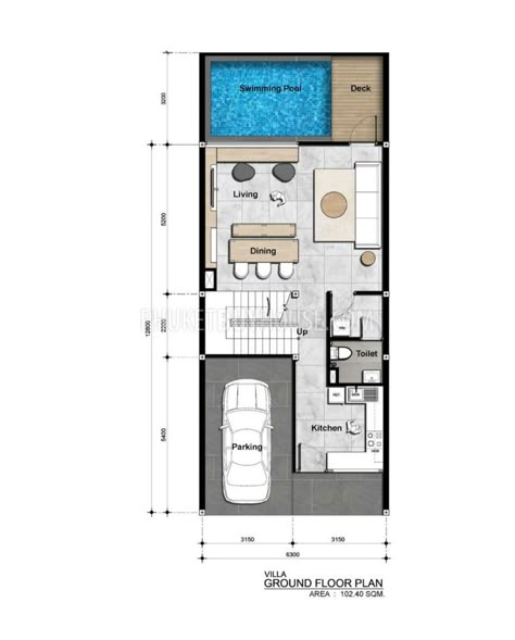 Designer Villa in Nai Harn Beach ‹ Phuketbuyhouse.com Small Villa Design With Pool, Small Villa Layout, 6x15 House Design, Mini Villa Design, Small Villa Plan, Small Villa With Pool, Pool House With Bedroom, Small Villa Design, Beach Villa Design