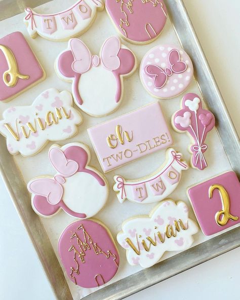 Oh Twiddles Birthday Cake, Oh Twodles Birthday Girl Cookies, Oh Twodles Birthday Cookies, Twodoodles Birthday Party, Minnie Mouse Oh Twodles Birthday, Disney Cookies Decorated, Minnie Mouse Birthday Cookies, Minnie Mouse Birthday Party Ideas 2nd, Flora Disney