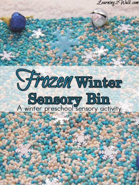 Sensory play is huge in our house. Here is a Frozen theme sensory bin which was just one of our preschool sensory activities for this week. Preschool Sensory Activities, Winter Sensory Bin, Winter Sensory, Sensory Table Ideas, Sensory Tables, Sensory Tubs, Sensory Activities For Kids, Sensory Tub, Preschool Sensory