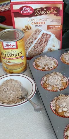 Pumpkin Cake Mix Muffins, 2 Ingredient Pumpkin Muffins, Cake Mix Muffins, Pumpkin Streusel, Pumpkin Streusel Muffins, Boxed Cake Mixes Recipes, Spiced Butter, Streusel Muffins, Cinnamon Streusel