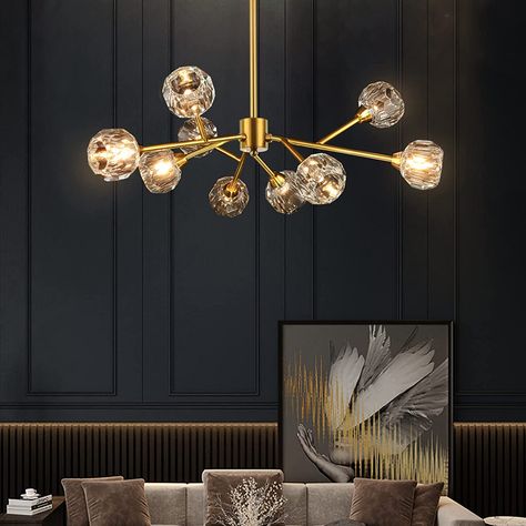 Modern Crystal Chandeliers, Chandeliers For Dining Room, Dining Room Light Fixture, Dining Room Light, Indoor Chandelier, Chandelier For Living Room, Modern Crystal Chandelier, Copper Lamps, Sputnik Chandelier