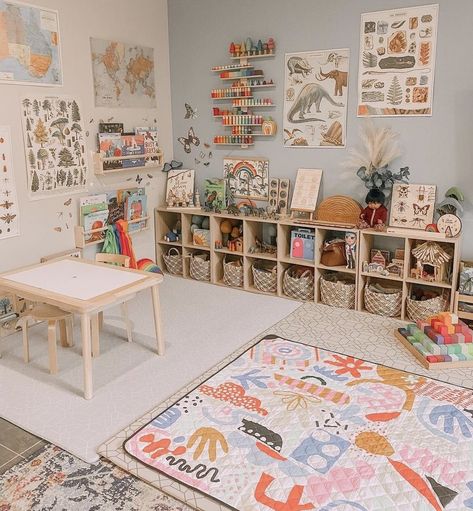 Playroom Ideas Small Space, Kids Playroom Ideas, Homeschool Room Design, Baby Playroom, Montessori Playroom, Remodel Basement, Basement Playroom, Baby Nurseries, Toddler Playroom