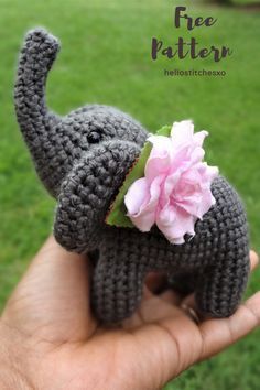 Crochet Mini Elephant Free Pattern, Crocheted Elephant, Amigurumi Elephant Pattern, Elephant Amigurumi, Crochet Elephant Pattern, Crochet Animals Free Patterns, Amigurumi Elephant, Crochet Elephant, Crochet Amigurumi Free Patterns