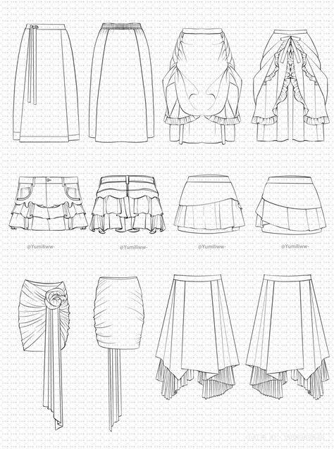 Illustration Garment Design, Technical Drawings Fashion, Sleeve Technical Drawing, Skirt Sketches Fashion Drawings, Fashion Technical Drawing, Starting A Clothing Business, Fashion Model Sketch, Fashion Design Books, Fashion Design Template