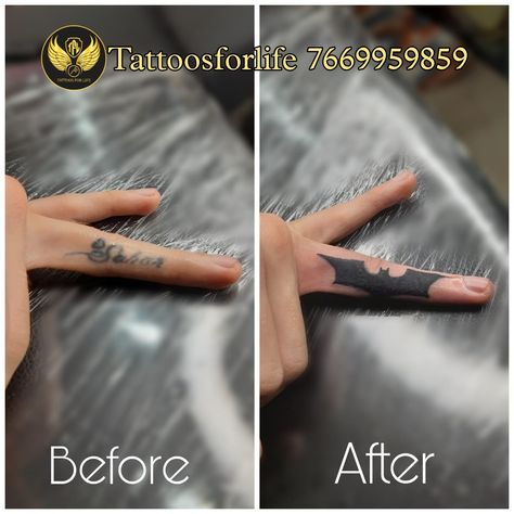 Finger Tat Cover Up, Finger Coverup Tattoo, Finger Tattoo Coverup, Bat Finger Tattoo, Finger Cover Up Tattoo, Finger Tattoo Cover Up, Finger Tattoo Cover Up Ideas, Cover Up Finger Tattoos, Tattoo Bat