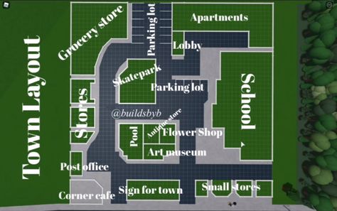 Bloxburg Towns Large Plot Layout, Boo Burg City Layout, Bloxburg Layouts For Towns, Bloxburg Town Layout With Apartment, Aesthetic Bloxburg Town Layout, Bloxburg Towns Large Plot, Town In Bloxburg Layout, Bloxburg City Ideas Layout Big Plot, Bloxburg Town Houses Ideas