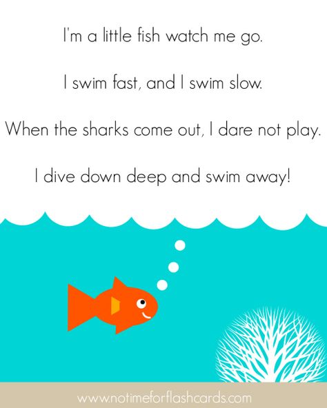 Song, "I'm a Little Fish" (Tune: "I'm a Little Teapot"; from No Time for Flash Cards) Rainbow Fish Song, Ocean Lesson Plans, Preschool Poems, Preschool Ocean, Ocean Theme Preschool, Circle Time Songs, Pets Preschool Theme, Toddler Lessons, Kindergarten Songs