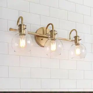 Bathroom Vanity Lights | Find Great Kitchen & Bath Lighting Deals Shopping at Overstock Brushed Gold Bathroom, Bathroom Lights Over Mirror, Powder Room Lighting, Modern Contemporary Bathroom, Vanity Light Bar, Gold Fixtures, Contemporary Vanity, Vanity Light Fixtures, World Decor