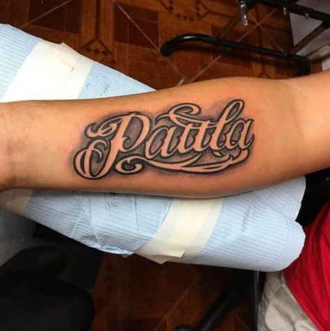 Guy Name Tattoos For Women, Name Tattoo With Shading, Mens Name Tattoos, Girl Name Tattoos For Men, Big Name Tattoos, Name Fonts Tattoo, Name Tattoo Fonts For Men, Wifes Name Tattoo Ideas For Men, Tattoos With Names In Them