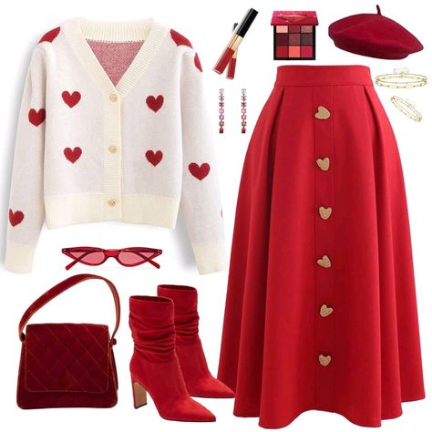 Lovecore Winter Outfit, Theatre Date Outfit, Red And Pink Outfit, Valentines Outfits For Women, Christmas Outfit Ideas For Women Classy, Valentines Day Outfits, Christmas Outfit Ideas, Modesty Outfits, Winter Outfit Ideas