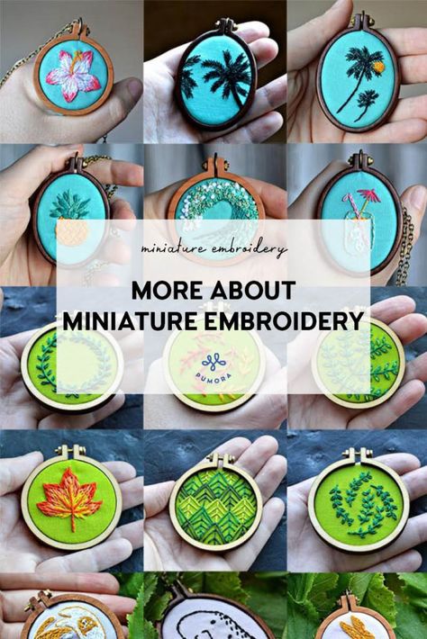 Miniature embroidery - learn all about tiny embroidery - Pumora Tiny Hand Embroidery Patterns Free, Mini Embroidery Patterns Free, Tiny Embroidery Patterns, Tiny Embroidery Ideas, Mini Embroidery Patterns, Embroidery Tips And Tricks, Embroidery Journal, Mini Masterpieces, Tiny Embroidery