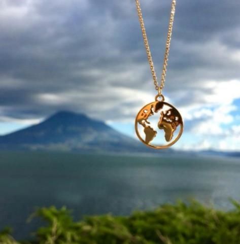 Earth Necklace, World Map Necklace, World Necklace, Wanderlust Jewelry, Travel Necklace, Signature Necklace, Map Pendant, Golden Necklace, Map Necklace