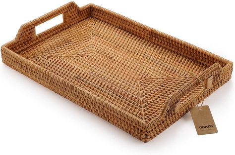 Breakfast Drinks, Tray For Coffee Table, Bandeja Bar, Woven Trays, Dinner Tray, Bar Tray, Rectangular Baskets, Rattan Tray, Round Serving Tray