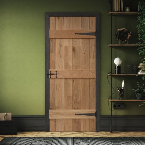 Liberty Doors Internal Oak Unfinished Rustic Grange Solid Finger Joined Ledged Door (LIBLDSO) at Leader Doors Rustic Oak Doors, Wooden Door Exterior, Ledged Door, Cottage Doors Interior, Liberty Doors, Leader Doors, Solid Oak Internal Doors, Cottage Doors, Rustic Interior Doors