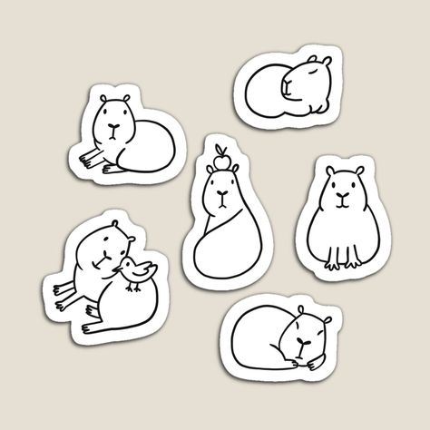 Get my art printed on awesome products. Support me at Redbubble #RBandME: https://www.redbubble.com/i/magnet/cute-capybaras-by-Viaire/144481054.TBCTK?asc=u Capybara Doodle Simple, Capybara Tattoo Small Simple, Capybara Drawing Simple, Capybara Outline, Capybara Doodle, Cute Capybara Drawing, Capybara Tattoo, Capybara Drawing, Capybara Cute