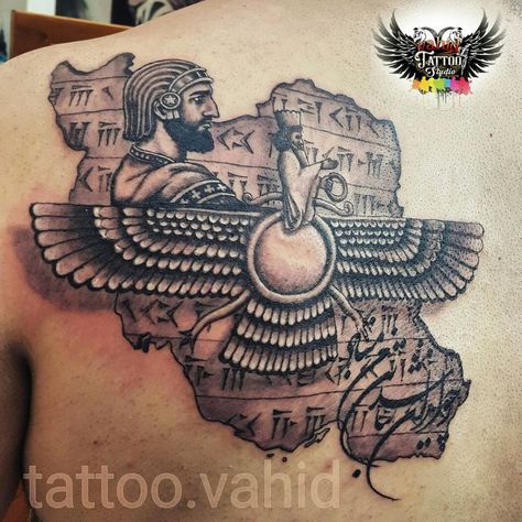 Pakistani Tattoo Men, Zoroastrian Tattoo, Iraqi Tattoo, Faravahar Tattoo, Iran Tattoo Symbols, Farvahar Tattoo, Tattoo Iran, Iran Tattoo, Farsi Tattoo