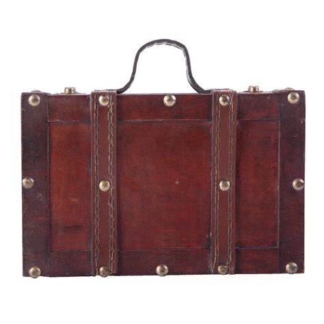 Canora Grey Esmund Vintage Trunk | Wayfair Antique Suitcase, Wooden Suitcase, Cherry Wood Stain, Decorative Trunks, Mini Suitcase, Small Collectibles, Small Suitcase, Leather Suitcase, Vintage Trunks