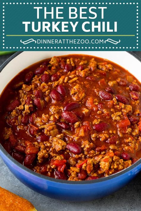 Turkey Chili Recipe #turkey #chili #dinner #dinneratthezoo Ground Turkey Chili Recipe, Turkey Chili Recipe Crockpot, Easy Turkey Chili, Turkey Chilli, Ground Turkey Chili, Turkey Chili Crockpot, Turkey Chili Recipe, Chili Recipe Turkey, Crockpot Turkey