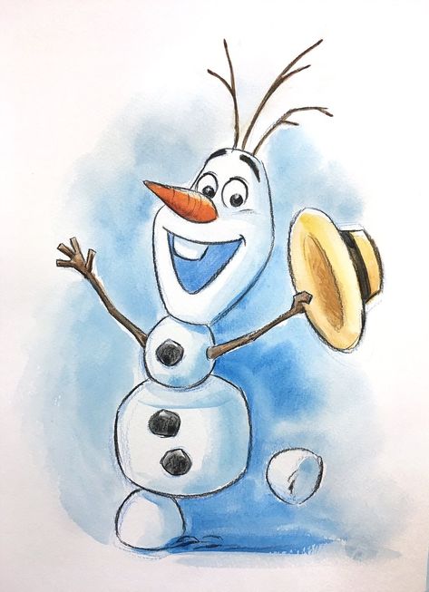 Olaf Drawing, Frozen Drawings, Disney Character Drawings, Easy Disney Drawings, Disney Drawings Sketches, Disney Art Drawings, Disney Sketches, Simple Cartoon, Pinturas Disney