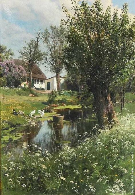 Farmhouse Paintings, Aesthetic Painting, Alam Yang Indah, Nature Aesthetic, Wisteria, Pretty Art, Beautiful Paintings, Classic Art, Beautiful Landscapes