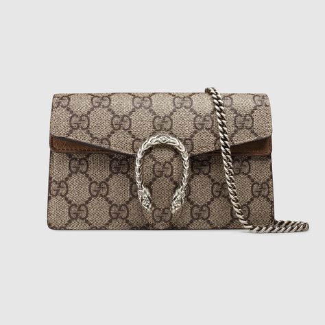 Dionysus GG Supreme super mini bag - Gucci Women's Chain & Strap Wallets 476432KHNRN8642 Dionysus Gg Supreme Super Mini Bag, Dionysus Super Mini Bag, Gucci Super Mini, Gucci Gifts, Purse Brands, Quality Handbags, Nike Flex, Mini Shoulder Bag, Gucci Handbags