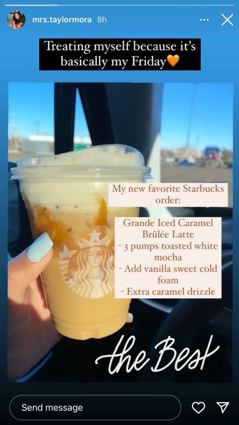 Carmel Brûlée Latte Starbucks, Caramel Brulee Latte Recipe Starbucks, Iced Coffee Orders, Starbucks Caramel Brulee Latte, Starbucks Orders To Try, Dunkin Orders, Winter Starbucks, Caramel Brulee, Starbucks To Try