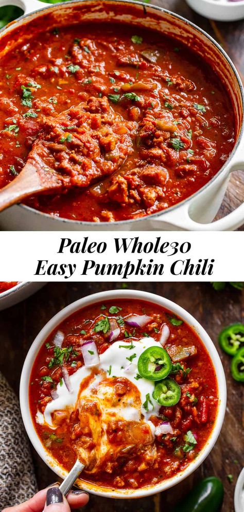 Paleo Pumpkin Chili, Dairy Free Keto, Pumpkin Chili Recipe, Paleo Chili, Paleo Soup, Pumpkin Chili, Chili Ingredients, Paleo Pumpkin, One Pot Meal