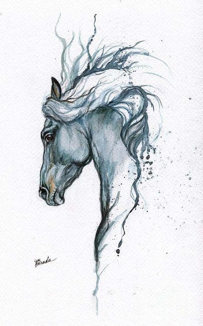 Equine Art Pencil Drawings, Equine Art Paintings, Horse Tattoo Design, Horse Art Drawing, Framed Tattoo, Horse Sketch, Horse Artwork, Full Sleeve Tattoos, Watercolor Horse