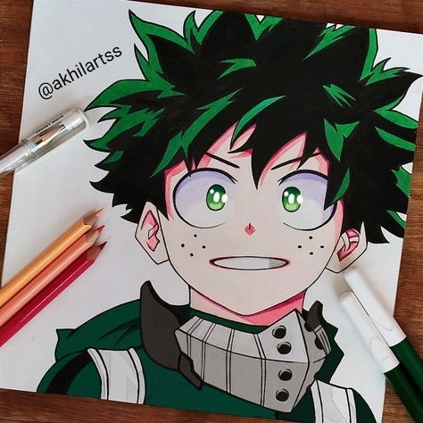 Deku Canvas Painting, My Hero Academy Drawing, Anime Drawing Sketches, Drawing Competition, Naruto Sketch Drawing, Art Sketches Doodles, Best Anime Drawings, Anime Drawing Books, Anime Canvas Art