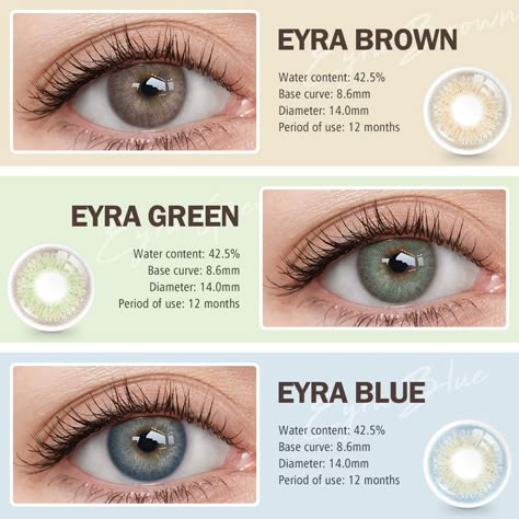 Unlock new colored contact styles.😽 Check out the infinite appeal of the #EyraSeries. Each colorful contact makes your eyes shine.🌴🔥Discover more lenses to brighten up your summer look.⁠⁠ --- #coloredcontacts #greenlens #bluecontacts #eyewear #natualbrowneyes #fy #foryou #just4kira #contacts #chicforeyes #naturallens⁠ Eye Lens Colour, Colored Eye Contacts, Winter Wear Women, Character Designing, Eye Contacts, Lens Colour, Blue Contacts, Eye Lens, Circle Lenses