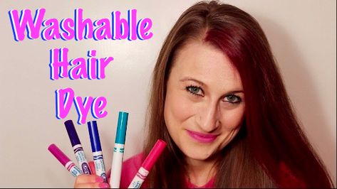 Make your own washable hair dye out of crayola markers. This dye completely washes out in 1 wash! Halloween Hair Dye, Wash Out Hair Dye, Temp Hair Color, Hair Dye For Kids, Washable Hair Dye, Washable Hair Color, Wash Out Hair Color, Dark Hair Dye, Kids Hair Color