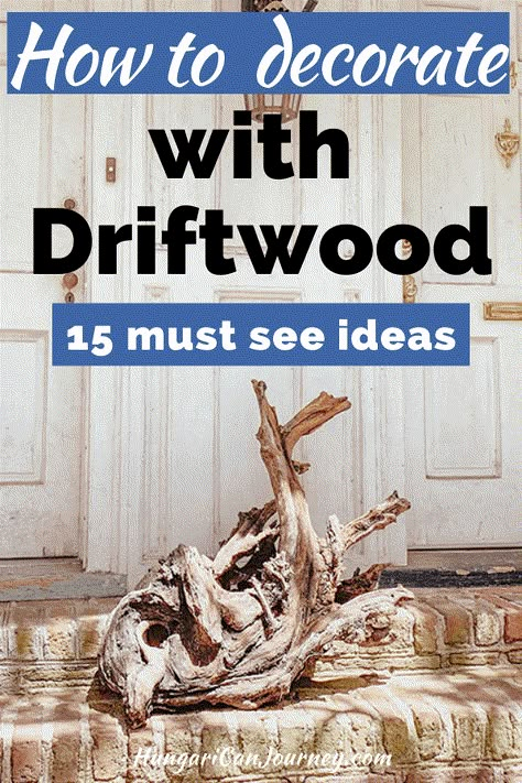 15 Unique DIY Driftwood Decoration Ideas - Learn to create beautiful things Craft Ideas Using Driftwood, Ideas With Driftwood, Driftwood Outdoor Garden, Driftwood Crafts Ideas Rustic, Driftwood Ideas Decor, Unique Diy Wood Projects, Sea Wood Diy Driftwood Projects, Driftwood Stump Ideas, Driftwood Ideas Garden Art