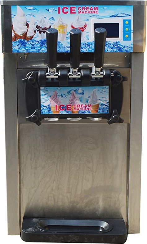 INTBUYING 110V Commercial Soft Ice Cream Machine 1200W Frozen Yogurt Machine Mix 3 Flavor Commercial Ice Cream Machine, Frozen Yogurt Machine, Best Ice Cream Maker, Gelato Maker, Soft Ice Cream, Bakery Menu, Ice Cream Makers, Yummy Ice Cream, Yogurt Maker