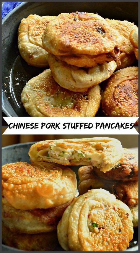 Chinese Stuffed Pancakes, Make Ahead Chinese Food, Chinese Comfort Food, Chinese Dishes Traditional, Meat Pancakes, Hand Held Breakfast, Chinese Pancakes, Chinese Pancake, Stuffed Pancakes