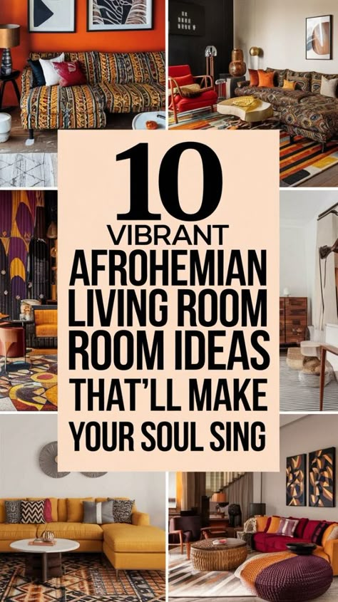 Unleash your creativity with these 10 Afrohemian living room ideas! From bold colors to artistic decor, find inspiration to create a space that reflects your spirit. Egyptian Decor Interior Design, Mediterranean Style Living Room Ideas, African Living Room Ideas Modern, African Inspired Home Decor, Afrocentric Apartment Decor, Afroboho Living Room, Afrohemian Living Room, Afrocentric Living Room Ideas, Afrohemian Decor Living Room