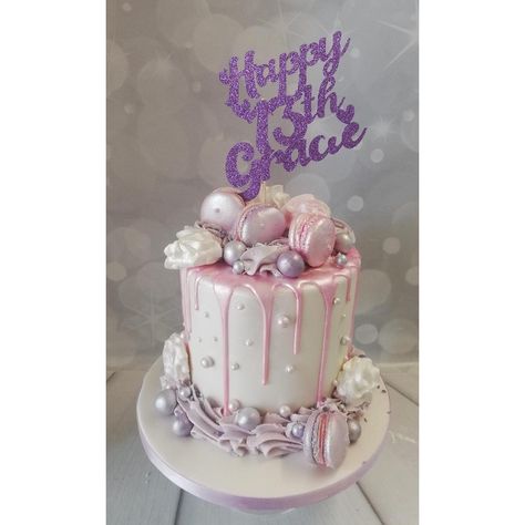 pink drip cake with macarons and glitter card topper Glitter Drip Cake, White And Pink Drip Cake, Pink And Purple Drip Cake, Pink Cake With Macarons On Top, Pink Cake White Drip, Pink Cake With White Chocolate Drip, Birthday Cake For Mom, Pink Birthday Cakes, 18th Birthday Cake