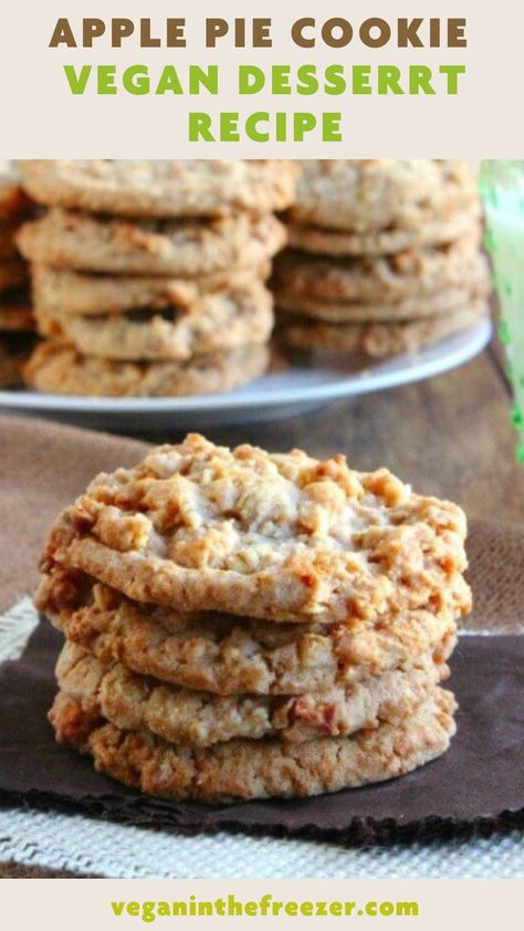 Egg Free Apple Desserts, Fall Vegan Baked Goods, Vegan Apple Recipes Healthy, Vegan Caramel Apple Cookies, Apple Cookies Vegan, Vegan Autumn Cookies, Vegan Apple Pie Cookies, Vegan Thanksgiving Cookies, Vegan Apple Cookies