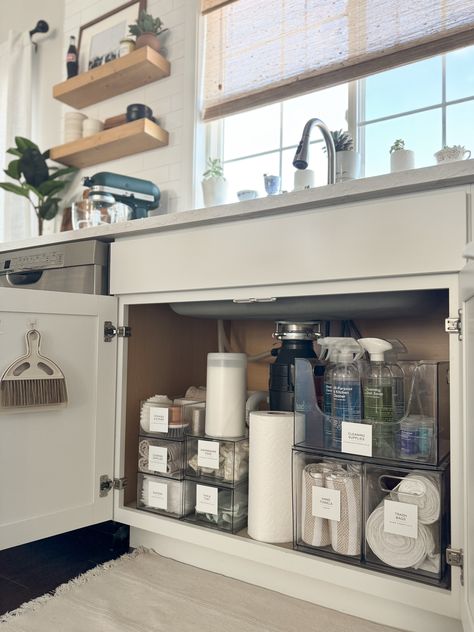 UNDER THE KITCHEN SINK ORGANIZATION & ESSENTIALS - A Classy Fashionista Cleaners Organization, Under The Sink Organization Kitchen, Under The Kitchen Sink Organization, Sink Organization Kitchen, Home Must Haves, Under The Kitchen Sink, Under The Sink Organization, Cleaning Cart, Kitchen Sink Decor