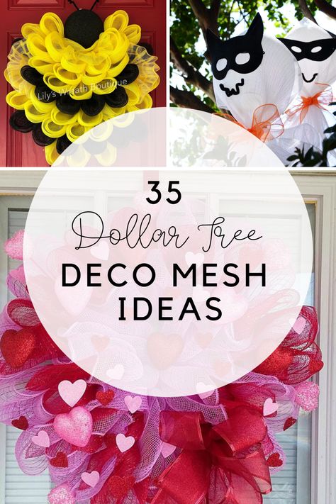 35 Dollar Tree Deco Mesh Ideas - Pink Pop Design Dollar Tree Deco Mesh Wreaths Diy, August Decorations, Easy Mesh Wreath, Spring Wreaths For Front Door Diy, Mesh Decorations, Valentine Mesh Wreaths, Spring Mesh Wreaths, Easter Deco Mesh Wreath, Deco Mesh Ideas