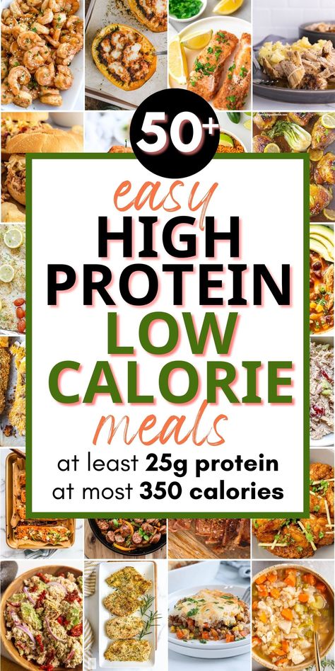 Each of these 50+ high protein low calorie meals has at least 25g protein and at most 350 cal. Delicious, easy meal prep recipes! 1200 Calorie Recipes, Easy Low Calorie Recipes Dinner, Healthy And High Protein Meals, Healthy Dinner For Beginners, Easy Meal Prep Low Calorie High Protein, 100 Calorie Meals Dinner, Best High Protein Dinners, Good High Protein Meals, Healthily Dinner Meals