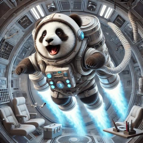 Just your everyday panda, cruising the cosmos with a jetpack! 🐼💫 #ZeroGravityFun #pandapower Panda Art, Funny Dog Memes, The Cosmos, Private Room, Dog Memes, Funny Dogs, Cosmos, Bears, Memes